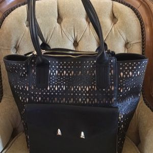 Stella & Dot laser cut black tote bag